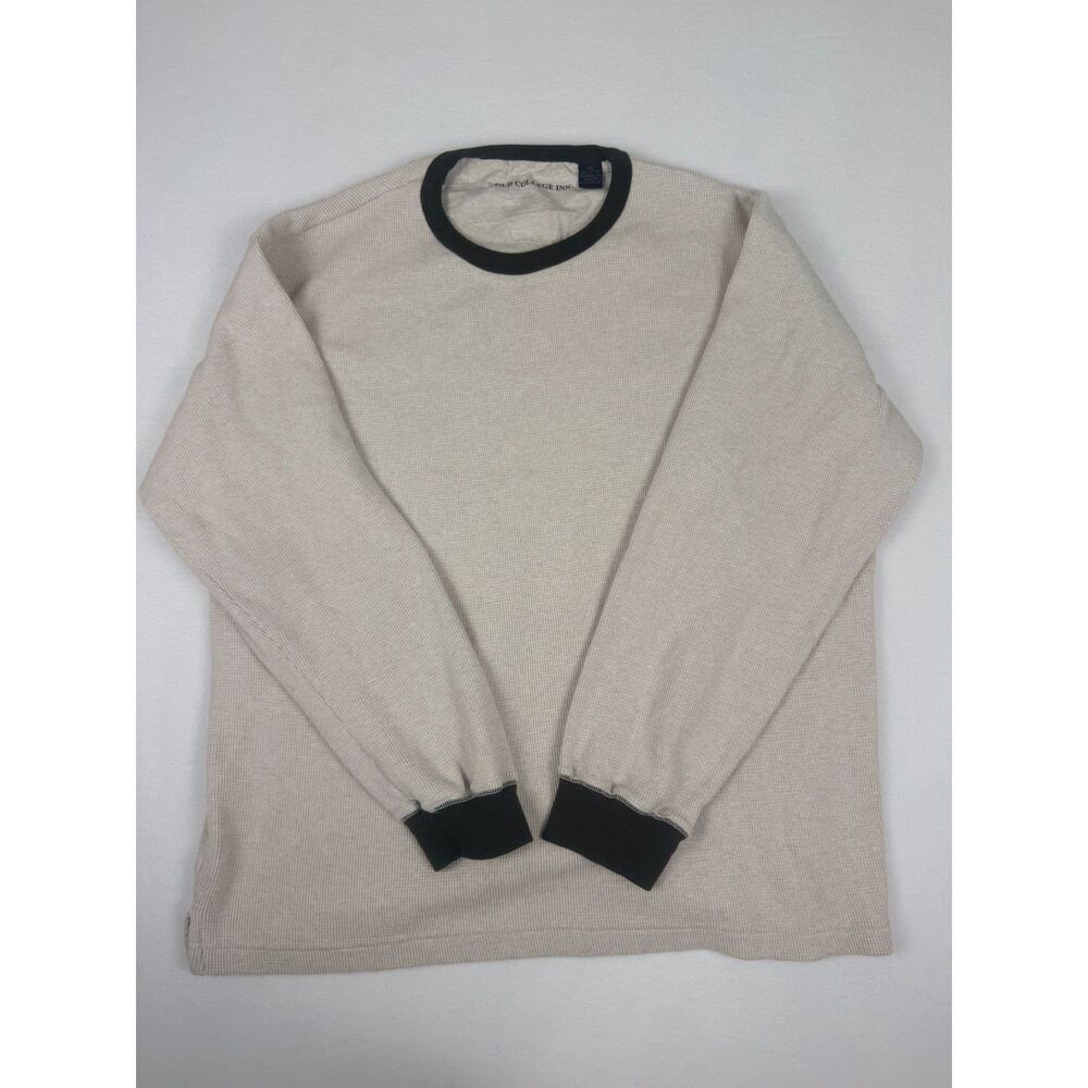 Old College Inn Waffle Knit Shirt XXL Cream Long Sleeve Heavyweight Cotton